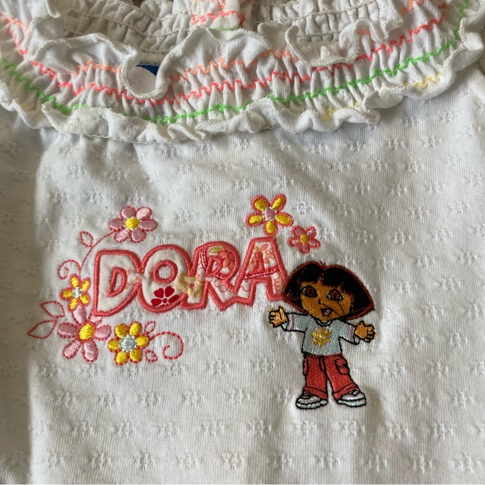 Vintage Dora The Explorer Ruffle Sundress Girls Size 6 Y2K Nick Jr. - Picture 2 of 9